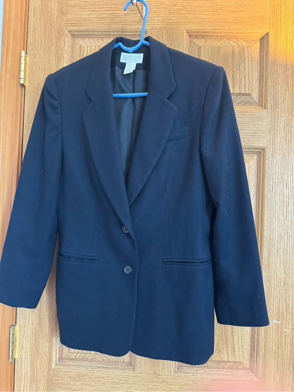 Lands' End Vintage Navy Blue Petite Wool Blazer 8P